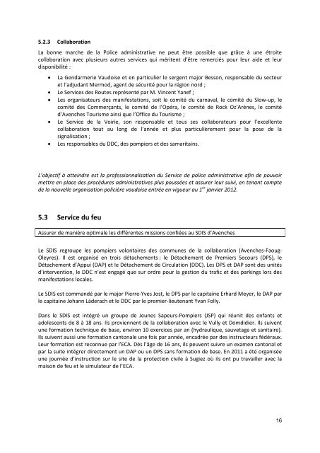 Rapport de gestion 2011 - Commune Avenches