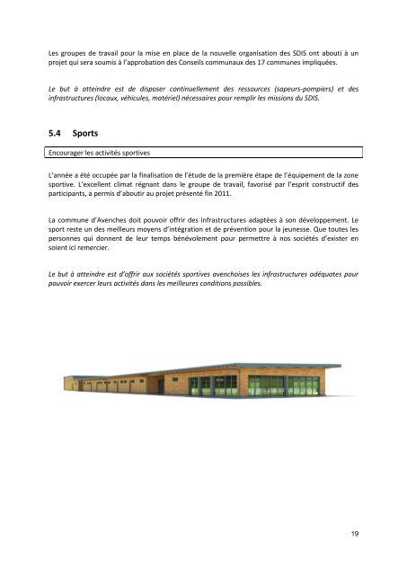 Rapport de gestion 2011 - Commune Avenches