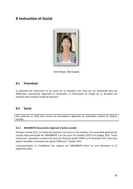 Rapport de gestion 2011 - Commune Avenches