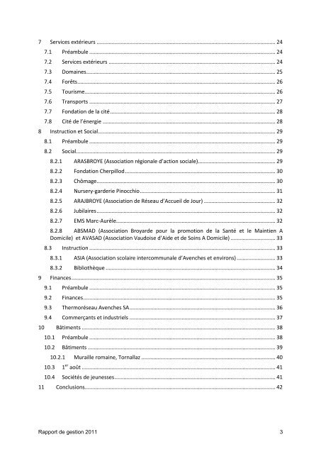 Rapport de gestion 2011 - Commune Avenches