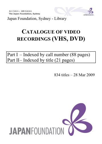 Video Recording collection - The Japan Foundation