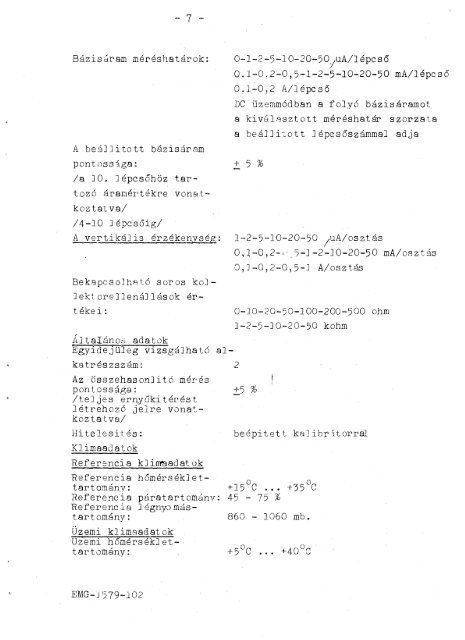 EMG 1579-102 CHARACTERISCOPE félvezető karakterisztika ...