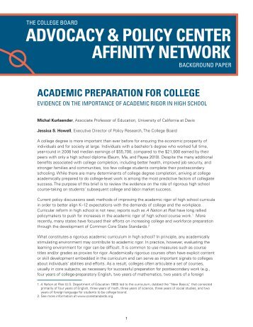 Academic Preparation for College - College Board Advocacy ...