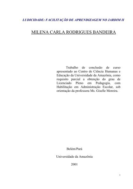 Ludicidade: Facilitacao de Aprendizagem no Jardim II - Unama