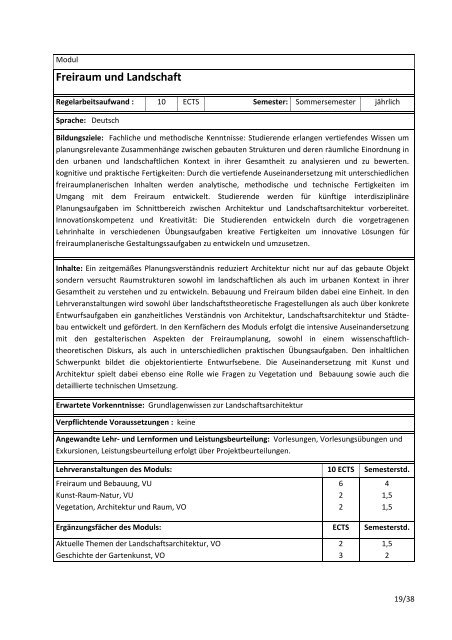 Curriculum für das Masterstudium Architektur 066.443