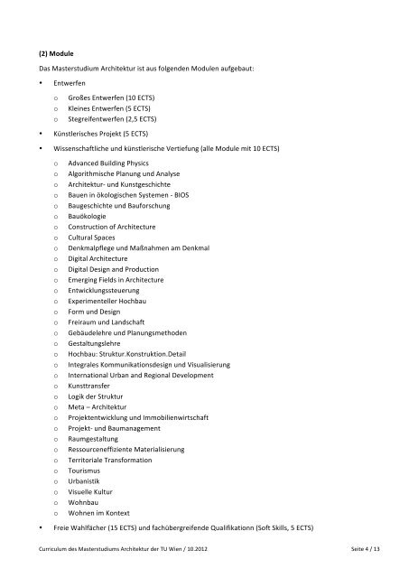 Curriculum für das Masterstudium Architektur 066.443