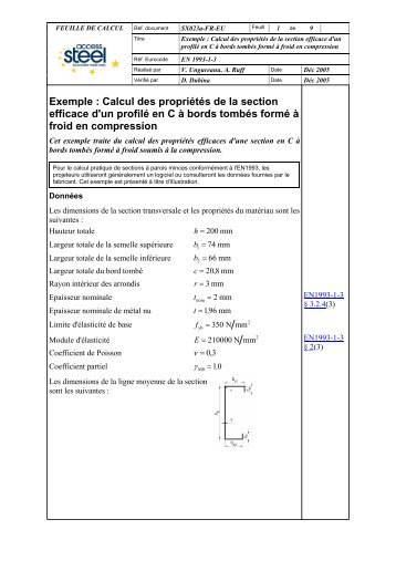 Exemple : Calcul des propriÃ©tÃ©s de la section efficace d'un ... - cticm