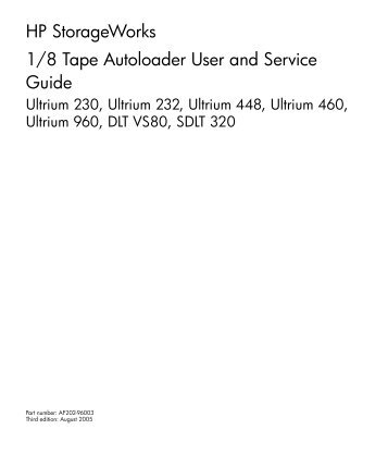 1/8 Tape Autoloader User and Service Guide - Business Support ...