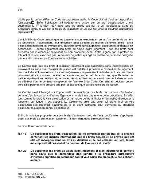 rapport du comitÃ© de rÃ©vision de la procÃ©dure civile - MinistÃ¨re de la ...