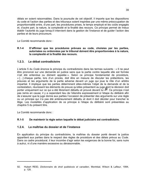 rapport du comitÃ© de rÃ©vision de la procÃ©dure civile - MinistÃ¨re de la ...