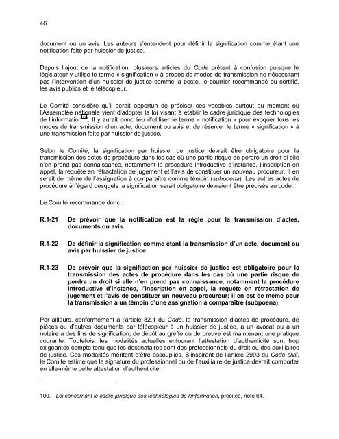 rapport du comitÃ© de rÃ©vision de la procÃ©dure civile - MinistÃ¨re de la ...