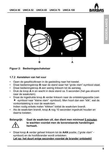 Gebruiksaanwijzing Barbas Unica 50 - UwKachel