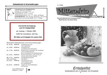 Erntedankfest - Evang. Matthäuskirche Backnang