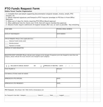 PTO Funds Request Form