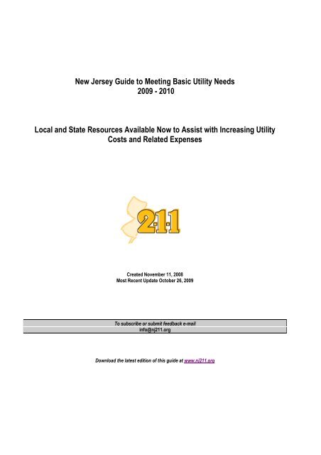 New Jersey Guide to Meeting Basic Utility Needs 2009 ... - NJ211