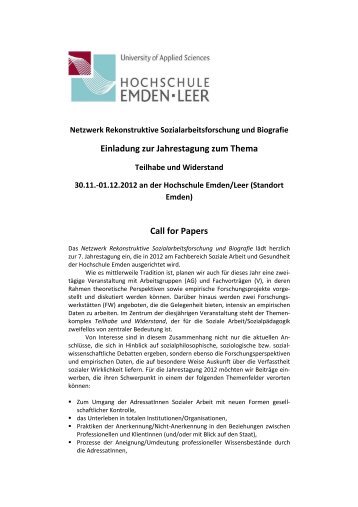 Einladung zur Jahrestagung zum Thema Call for Papers