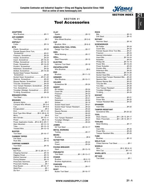 21 Tool Accessories - Hanes Supply, Inc