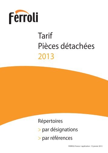 Tarifs pieces detachees - Ferroli
