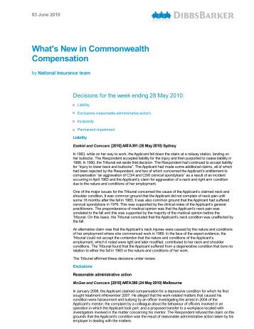 What's New in Commonwealth Compensation - DibbsBarker