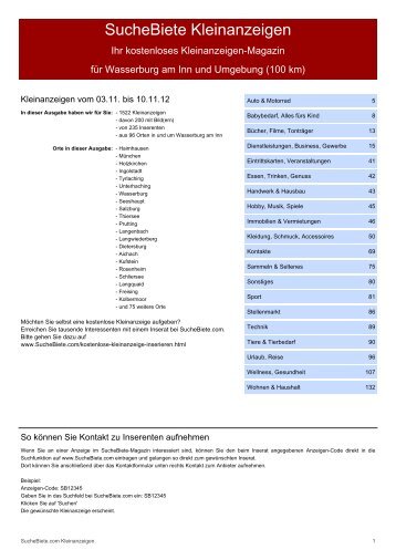 SucheBiete Kleinanzeigenzeitung Wasserburg am Inn