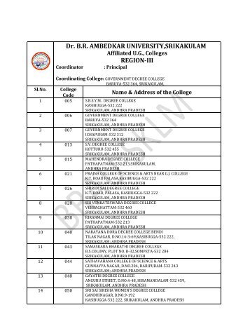 Dr. B.R. AMBEDKAR UNIVERSITY,SRIKAKULAM REGION-III