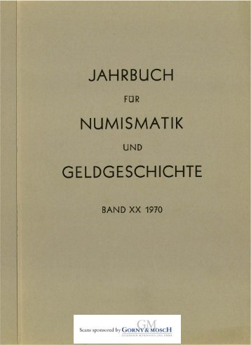 1970 Band XX - Bayerische Numismatische Gesellschaft eV