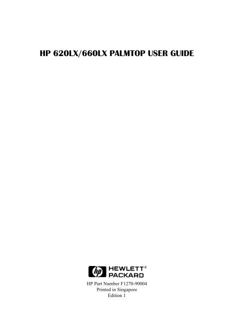 hp 620lx/660lx palmtop user guide - FTP Directory Listing - Hewlett ...