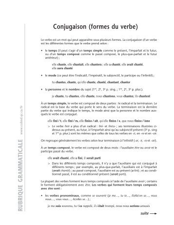 Conjugaison (formes du verbe) - ccdmd