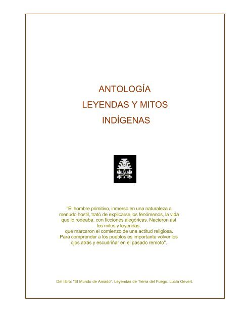 ANTOLOGÃA LEYENDAS Y MITOS INDÃGENAS - Folklore Tradiciones