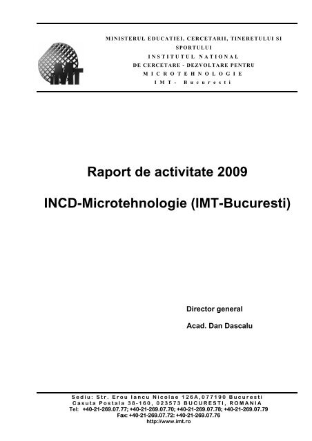 Activity Report IMT-Bucharest 2009