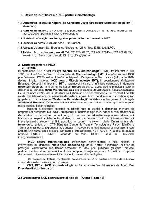 Activity Report IMT-Bucharest 2009