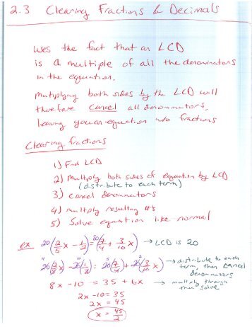 2.3 Clearing Fractions & Decimals