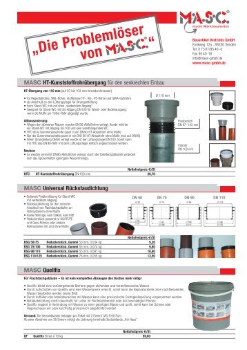 Die Problemlöser von - MASC Bauartikel Vertriebs GmbH