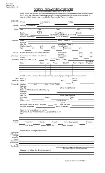 8182f idaho uniform school bus accident injury report form ncsu incident report
