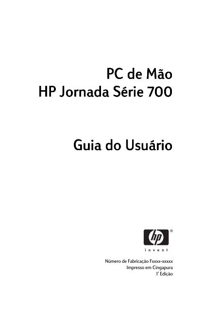 PC de Mão HP Jornada Série 700 Guia do Usuário - Hewlett Packard