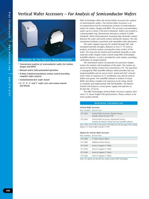 Pike Technologies Comprehensive Catalog of FTIR ... - Madatec