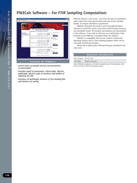 Pike Technologies Comprehensive Catalog of FTIR ... - Madatec