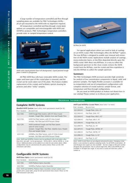 Pike Technologies Comprehensive Catalog of FTIR ... - Madatec