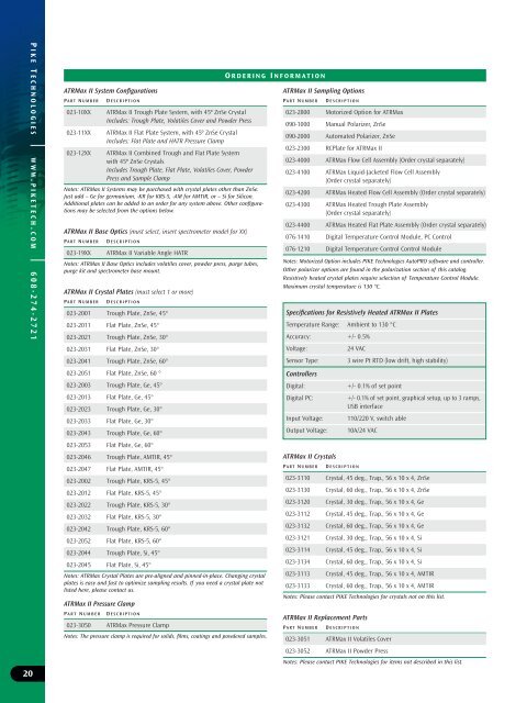 Pike Technologies Comprehensive Catalog of FTIR ... - Madatec