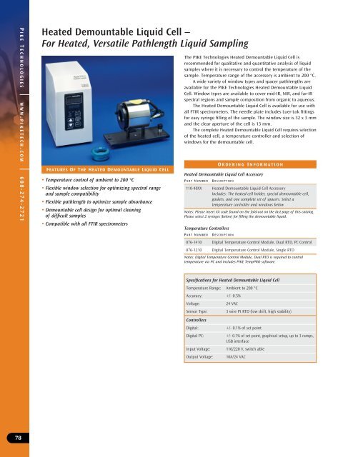 Pike Technologies Comprehensive Catalog of FTIR ... - Madatec