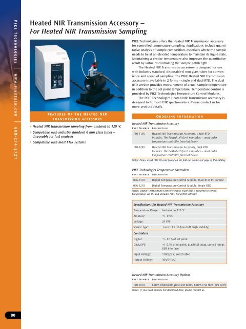 Pike Technologies Comprehensive Catalog of FTIR ... - Madatec