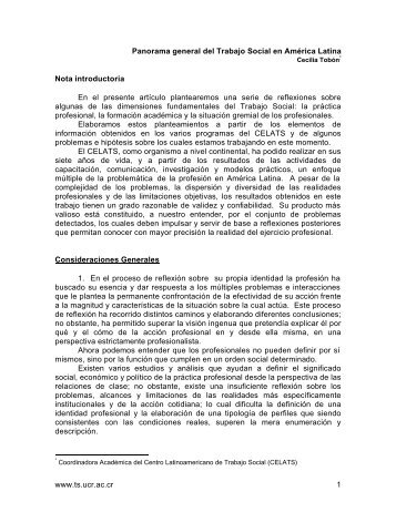 Panorama general del Trabajo Social en AmÃ©rica Latina. - Ts.ucr.ac.cr