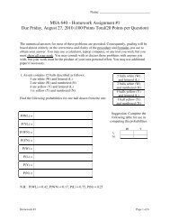 MSA 640 â Homework Assignment #1 Due Friday, August 27, 2010 ...