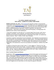 Taj Hotels Wins Travel + Leisure 2012 Global Vision Award