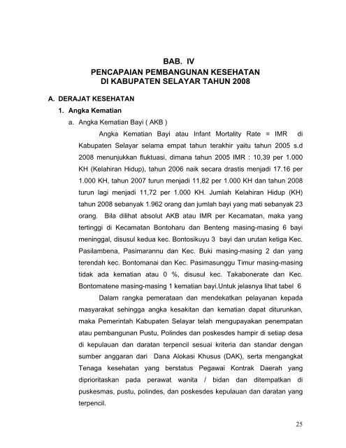 Profil kes Selayar_2009 - DATA DAN INFORMASI KESEHATAN