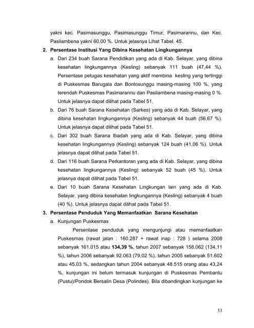 Profil kes Selayar_2009 - DATA DAN INFORMASI KESEHATAN