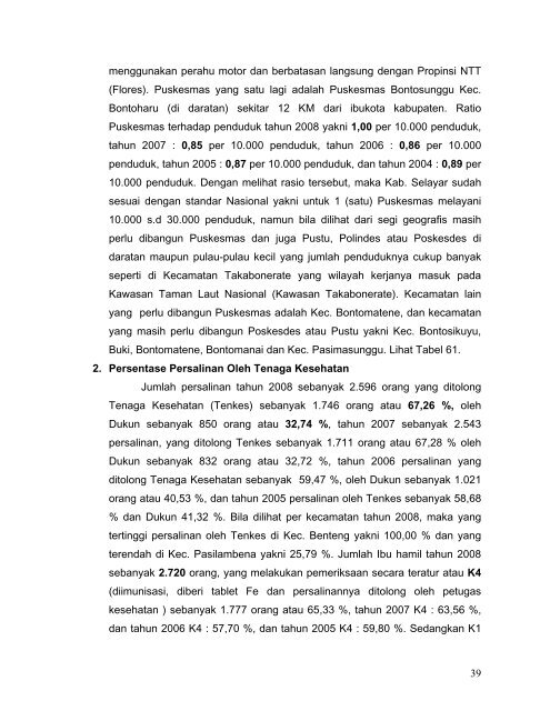 Profil kes Selayar_2009 - DATA DAN INFORMASI KESEHATAN