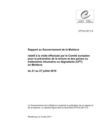 Rapport au Gouvernement de la Moldova relatif à la visite effectuée ...