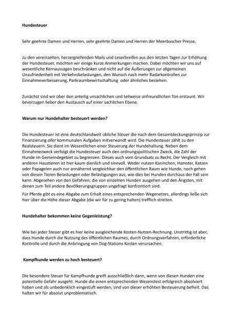 Hundesteuer Sehr Geehrte Damen Und Herren Sehr Rp Online