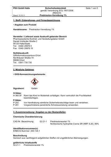 Prednisolon-Verreibung 1% - PKH Halle